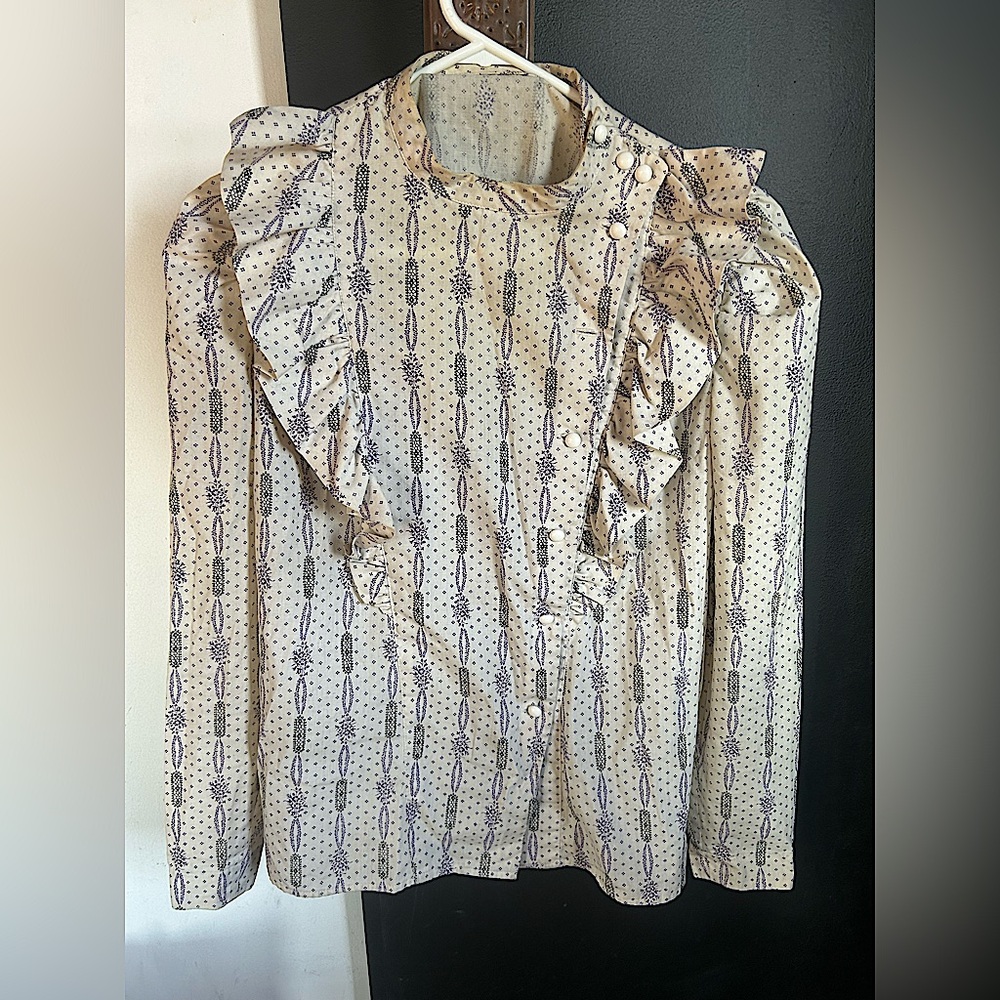 Vintage 70's/80's Handmade Cottagecore Prairiecore Floral Ruffled Top Size M